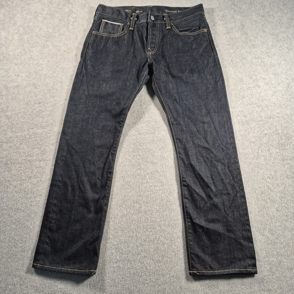 Gap 1969 Jeans Mens 30x28 (30x26) Skinny Blue Japanese Selvedge Denim Button Fly
